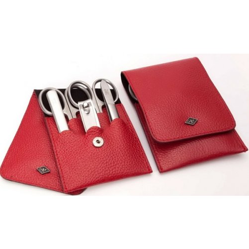 Kit de manucure 5 pices en cuir rouge Giesen & Forsthoff Solingen 