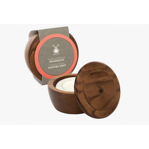 Bol en bois + savon  raser Pamplemousse et Menthe Mhle