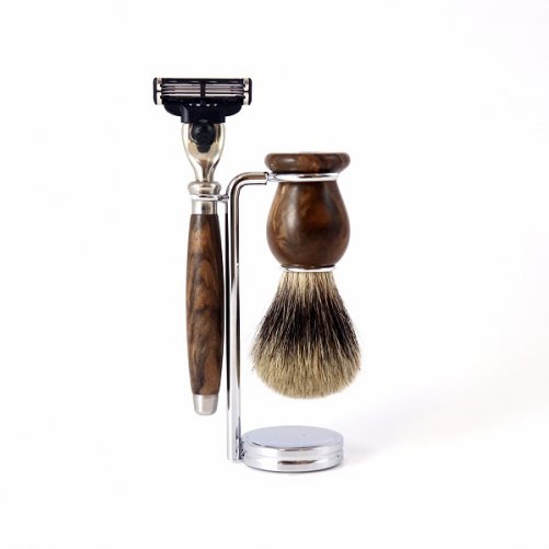 Set  raser Mach3 Ronce de Noyer Gentleman Barbier